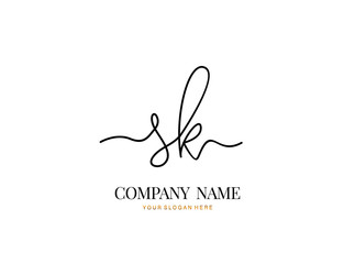 S K SK Initial handwriting logo design with circle. Beautyful design handwritten logo for fashion, team, wedding, luxury logo.
