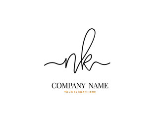 N K NK Initial handwriting logo design with circle. Beautyful design handwritten logo for fashion, team, wedding, luxury logo.