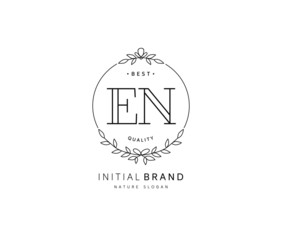 E N EN Beauty vector initial logo, handwriting logo of initial signature, wedding, fashion, jewerly, boutique, floral and botanical with creative template for any company or business.