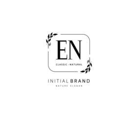 E N EN Beauty vector initial logo, handwriting logo of initial signature, wedding, fashion, jewerly, boutique, floral and botanical with creative template for any company or business.