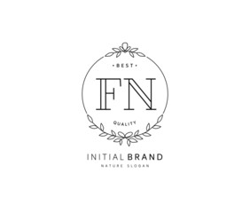 F N FN Beauty vector initial logo, handwriting logo of initial signature, wedding, fashion, jewerly, boutique, floral and botanical with creative template for any company or business.