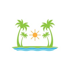 Fototapeta premium Palm tree summer logo template vector