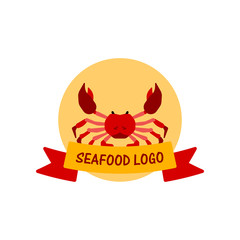 Seafood Restaurant with Crab Logo Vector Concept Isolated Vector. EPS 10.