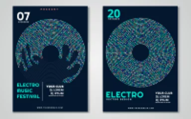Rolgordijnen Electronic music festival minimal poster design. Vector illustration © Malika
