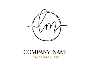 L M LM Initial handwriting logo design with circle. Beautyful design handwritten logo for fashion, team, wedding, luxury logo.