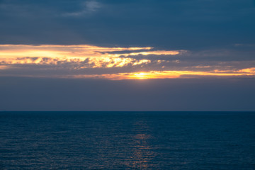 Beautiful orange sunset over the sea.