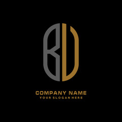 BV minimalist letters, with black and gold, white, black background logos