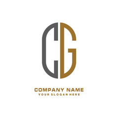 CG minimalist letters, with black and gold, white, black background logos