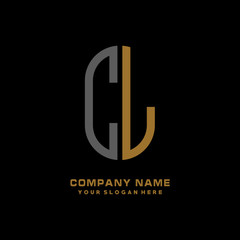 CL minimalist letters, with black and gold, white, black background logos