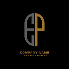 Obraz premium EP minimalist letters, with black and gold, white, black background logos