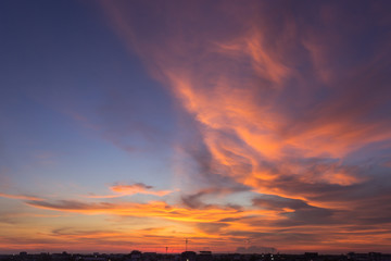 Evening sky with colorful sunlight,dusk sky
