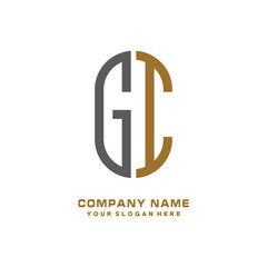 GI minimalist letters, with black and gold, white, black background logos