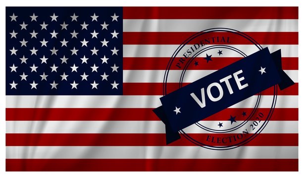 USA Presidential election 2020 vote banner background - waving flag design