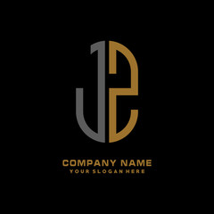 JZ minimalist letters, with black and gold, white, black background logos