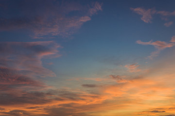 Evening sky with colorful sunlight,dusk sky
