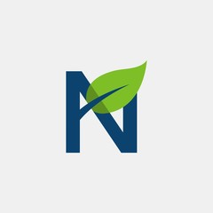 N Leaf Lettering Creative Naturally Icon Logo Design Template Element Vector