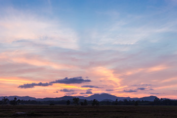 Evening sky with colorful sunlight,dusk sky