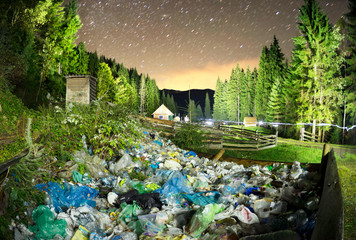 Mountain of trash under the top