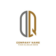 Obraz premium OQ minimalist letters, with gray and gold, white, black background logos