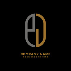 PJ minimalist letters, with gray and gold, white, black background logos