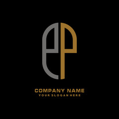 Obraz premium PP minimalist letters, with gray and gold, white, black background logos