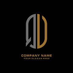 QV minimalist letters, with gray and gold, white and black background logos