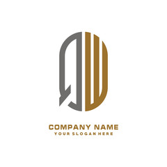 QWminimalist letters, with gray and gold, white and black background logos
