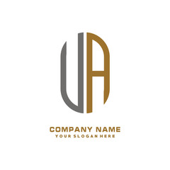 UA minimalist letters, with gray and gold, white and black background logos