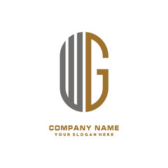 WG minimalist letters, with gray and gold, white and black background logos