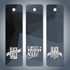 Black Friday sale label template set on black triangle background