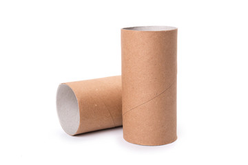 Paper tube of toilet paper, isolated on white background