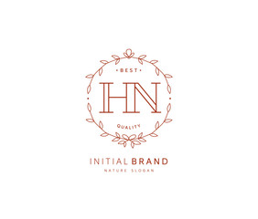 H N HN Beauty vector initial logo, handwriting logo of initial signature, wedding, fashion, jewerly, boutique, floral and botanical with creative template for any company or business.