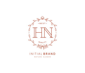 Fototapeta premium H N HN Beauty vector initial logo, handwriting logo of initial signature, wedding, fashion, jewerly, boutique, floral and botanical with creative template for any company or business.