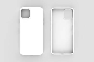 Phone case on isolated white background. Mobile cover for montage or your design. 3d illustration