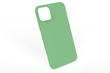 Phone case on isolated white background. Mobile cover for montage or your design. 3d illustration