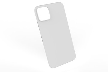 Phone case on isolated white background. Mobile cover for montage or your design. 3d illustration