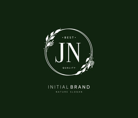 J N JN Beauty vector initial logo, handwriting logo of initial signature, wedding, fashion, jewerly, boutique, floral and botanical with creative template for any company or business.