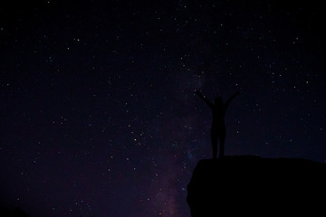 Successful people are at the peak. Among the beautiful stars in the night sky.