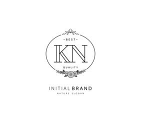 K N KN Beauty vector initial logo, handwriting logo of initial signature, wedding, fashion, jewerly, boutique, floral and botanical with creative template for any company or business.