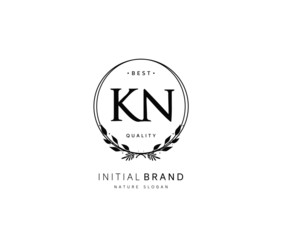 K N KN Beauty vector initial logo, handwriting logo of initial signature, wedding, fashion, jewerly, boutique, floral and botanical with creative template for any company or business.