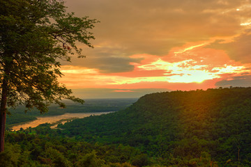 sunset over lake