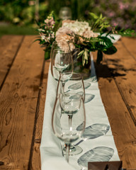 Wedding Flower Centerpiece with Wine Glass