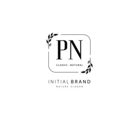 P N PN Beauty vector initial logo, handwriting logo of initial signature, wedding, fashion, jewerly, boutique, floral and botanical with creative template for any company or business.