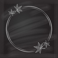 Vector floral vintage frame with maple leaves decoration on a white background.