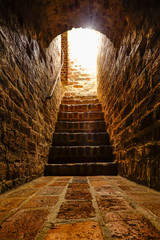 Turku, Finland A staircase down to the prison of the 13th century medieval Turku Castle.