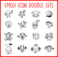 Emoji Line Icon Doodle Sets