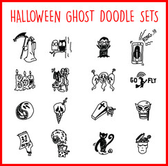 Halloween Ghost Icon Doodle Packs