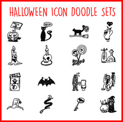 Halloween Line Icon Doodle Sets