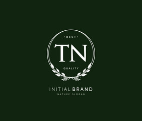 T N TN Beauty vector initial logo, handwriting logo of initial signature, wedding, fashion, jewerly, boutique, floral and botanical with creative template for any company or business.