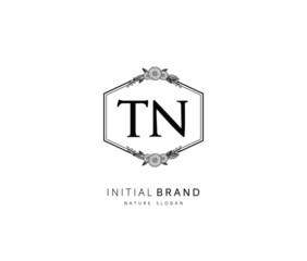 T N TN Beauty vector initial logo, handwriting logo of initial signature, wedding, fashion, jewerly, boutique, floral and botanical with creative template for any company or business.